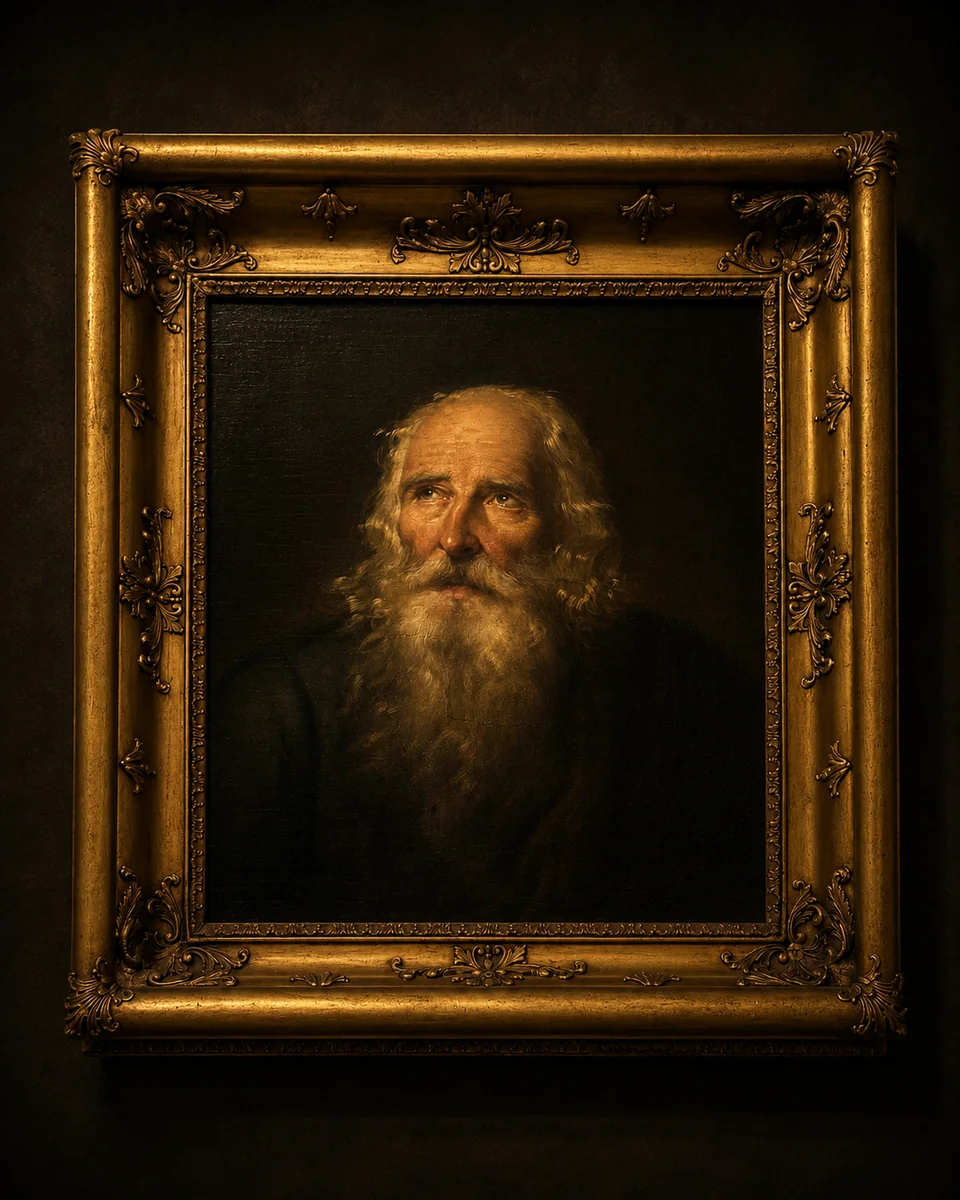 Retrato de anciano de barba blanca
