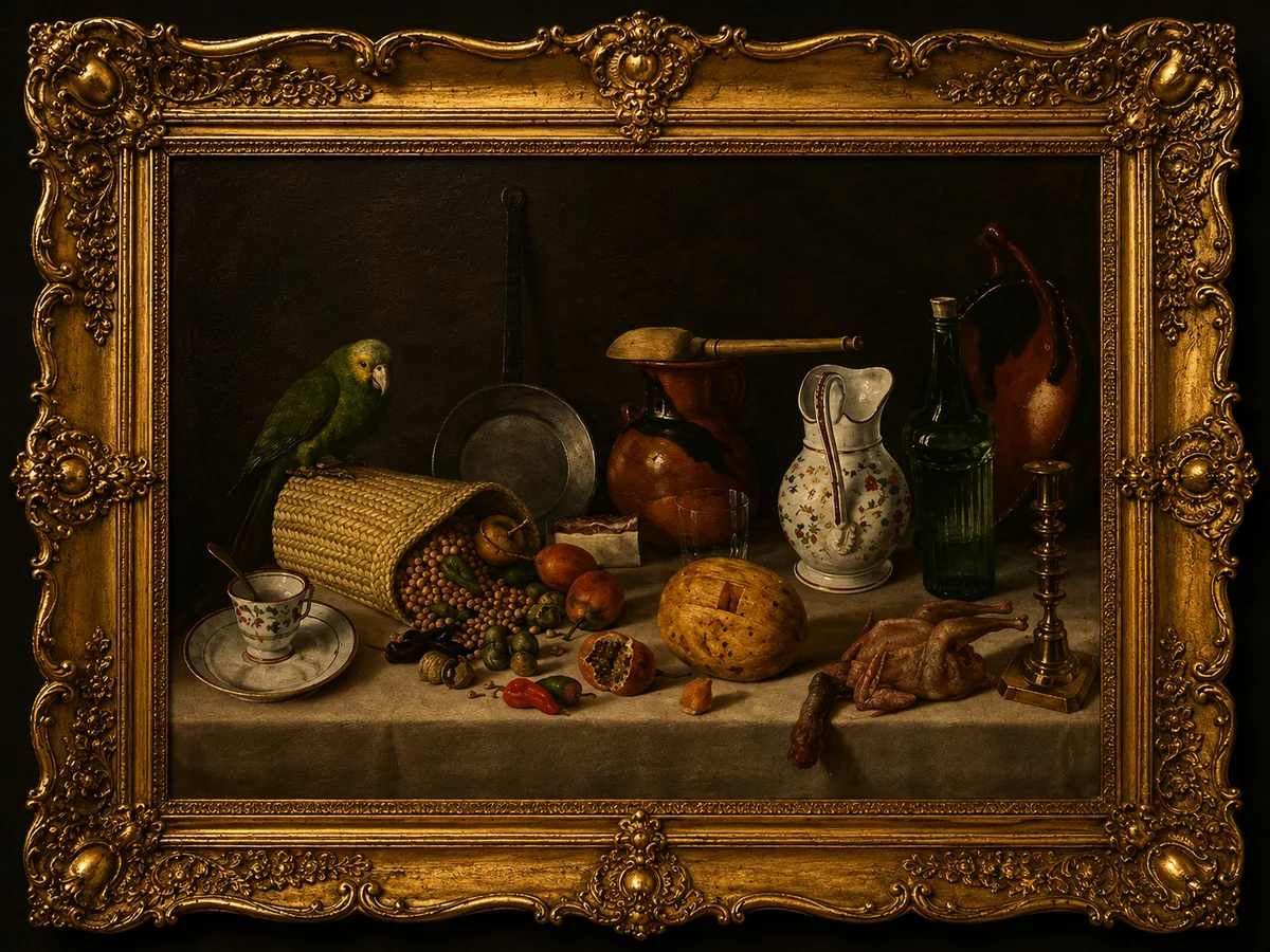 Bodegón con loro, de Agustín Arrieta