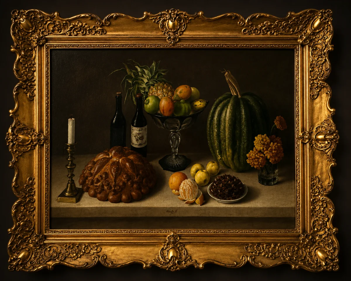 Bodegón con pan de muerto, de Agustín Arrieta