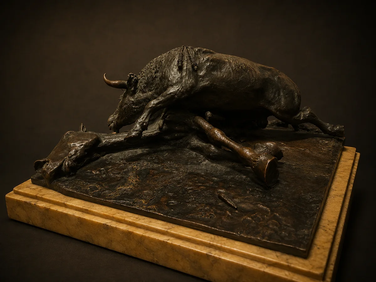 Escena de tauromaquia en bronce